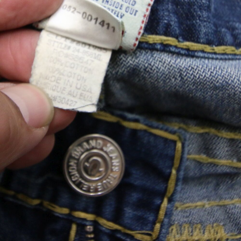 True Religion Billy Super T Thick Stitch Blue Jeans Mens 31 USA Fades Flap Boot - Picture 10 of 16